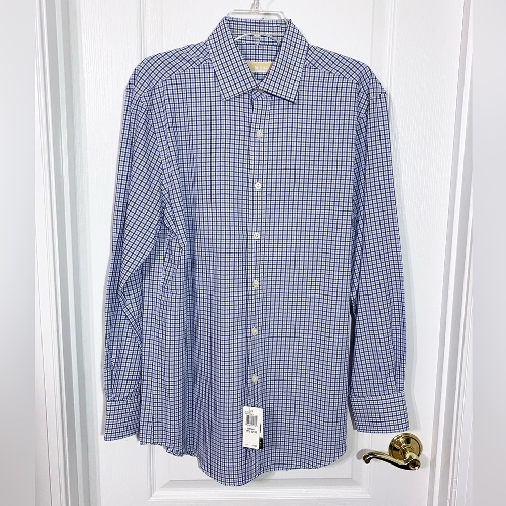 NWT Michael Kors Blue Check Dress Shirt Men’s 15.5 32/33